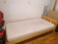 Употребявано единично дървено легло 90 x 200 см + двулицев матрак Тед + подматрачна рамка, снимка 1