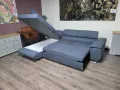Сив ъглов диван от плат с фунция сън и ракла, снимка 6