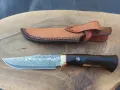Ловен нож дамаска стомана с кожена кания,LN413, снимка 4