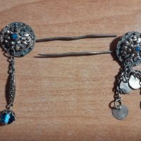 Възрожденски сребърен накит с позлата - Игла за коса, снимка 5 - Други ценни предмети - 45216489