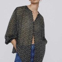 Дамска лека блуза с дълъг ръкав и копчета Zara, 99% полиестер, XL, снимка 1 - Блузи с дълъг ръкав и пуловери - 45778819