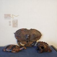 Дървени ръчно изработени статуи.  Костенурка, жаба, птица-пано, образ. , снимка 1 - Декорация за дома - 45485787
