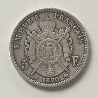 5 франка 1870 А Наполеон III, снимка 1 - Нумизматика и бонистика - 45522352