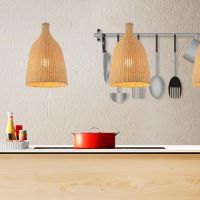 LOFOB Бохо ръчно изработена лампа от естествен плетен ратан, снимка 9 - Лампи за таван - 45370473