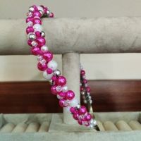 Ръчно изработена диадема от перли,мъниста,стъклени кристали в розовата гама, снимка 1 - Аксесоари за коса - 45209988