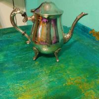 Винтидж посребрен чайник, снимка 4 - Антикварни и старинни предмети - 45226482