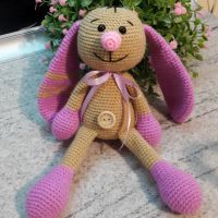 Плетена играчка Заек-Беби 2, Плетени, ръчно изработени, прекрасен подарък, снимка 8 - Плюшени играчки - 38319031