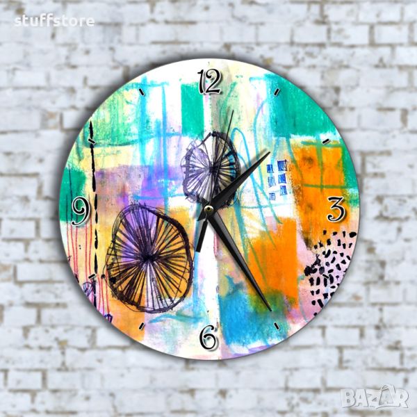 Стенен Часовник - Арт Пъстроцветна Картина, снимка 1