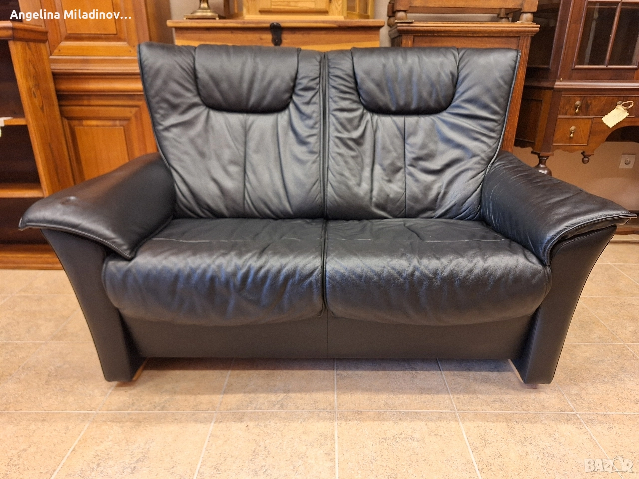 Диван двойка естествена кожа , снимка 1