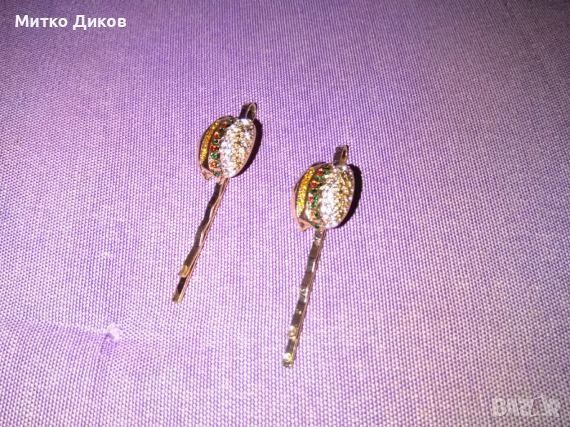  Луксозна фиба за коса елегантен дизайн с камъчета 5 броя, снимка 1