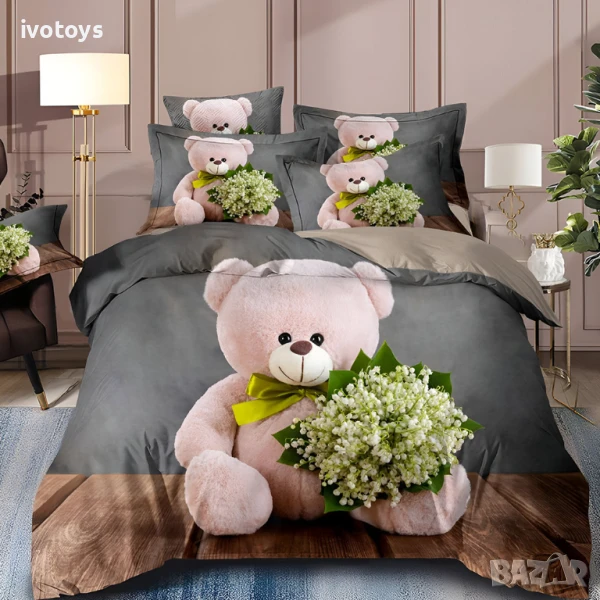 Двулицево спално бельо (размер за приста), реално изображение, 4 части - Модел WS18093, снимка 1