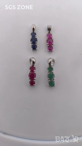 СРЕБЪРЕН МЕДАЛЬОН С РУБИН, САПФИР, ИЗУМРУД , снимка 1