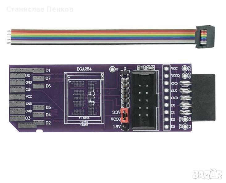 Оригинален BGA254 с ISP кабел. Проста платка за четене и запис SD-EMMC RT809H-ISP , снимка 1