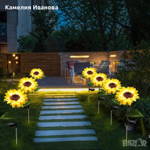 Соларни LED градински светлини - цветя, снимка 1