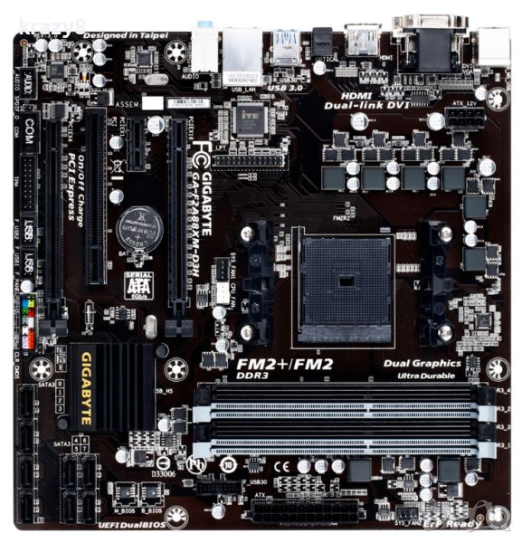 Gigabyte GA-F2A88XM-D3H + AMD A6-6400K, снимка 1