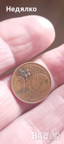 2 евро цента 2003г,Австрия,мега дефект,куриоз , снимка 4 - Нумизматика и бонистика - 53921863
