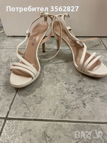 Елегантни бели сандали на висок ток 41 номер, снимка 2 - Дамски обувки на ток - 46175840
