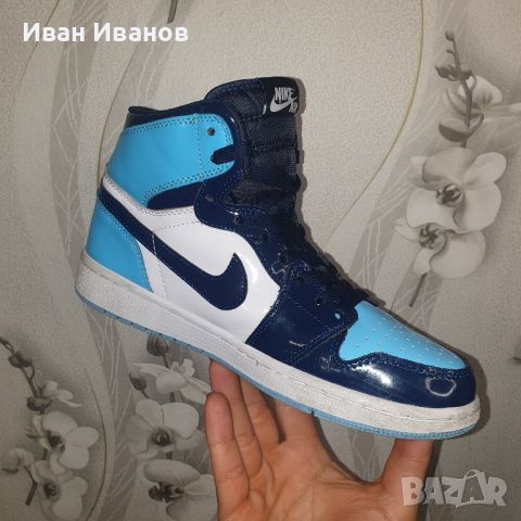 маратонки Jordan 1 Retro High UNC Patent Blue Chill  номер 40 ,5- 41, снимка 3 - Маратонки - 45108921