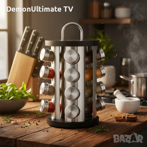 Поставка въртяща се на 360 с бурканчета за подправки, снимка 6 - Аксесоари за кухня - 53384572