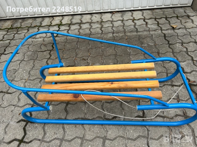 Детска метална шейна с дървена седалка, снимка 2 - Зимни спортове - 53691345