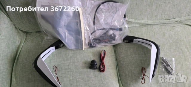 Комплект Мото Гардове Бели Предпазители за Ръце с Мигач + БОНУСИ, снимка 4 - Части - 52165215