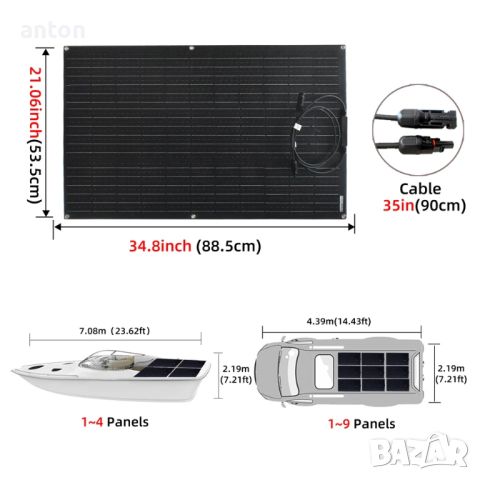 90w 100w flexible ETFE solar panel гъвкави слънчеви панели соларен соларна система фотоволтаик , снимка 4 - Друга електроника - 45602729