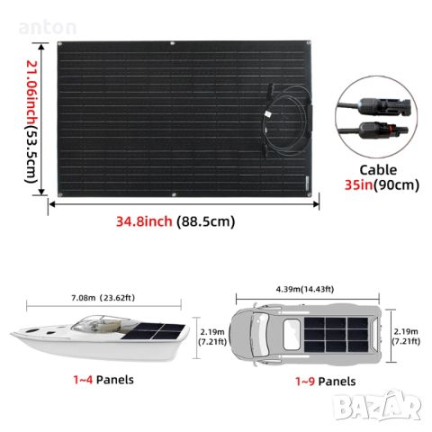 90w 100w flexible ETFE solar panel гъвкави слънчеви панели соларен соларна система фотоволтаик , снимка 6 - Друга електроника - 45602729