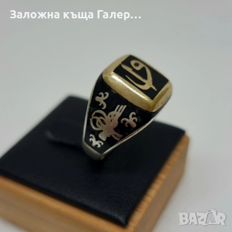 Винтидж сребърен пръстен 925 с емайл - 9,18 г, снимка 3 - Пръстени - 54278538