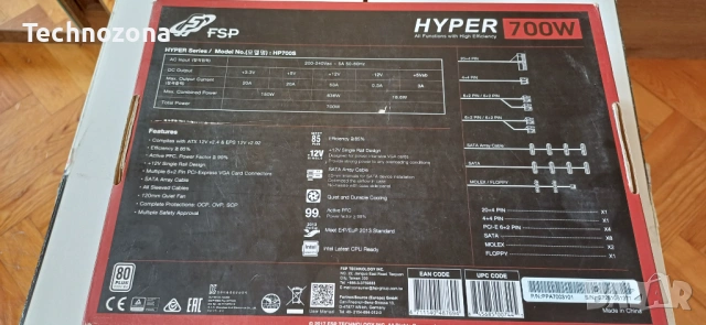 Компютърно захранване FSP Hyper 700W (HP700S) – 80+ Bronze, снимка 5 - Захранвания и кутии - 53597183