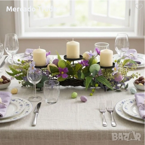 Декоративен великденски венец за маса Mercado Trade, Цветен