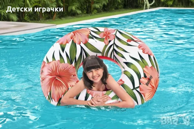 Надуваем пояс Bestway Голям 119см тропически палми, син/оранжев, PVC  , снимка 8 - Надуваеми играчки - 49927801