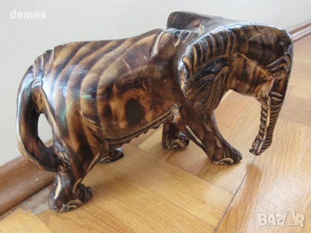 Слон -дървена фигура от махагон, Етиопия, снимка 6 - Статуетки - 50992401