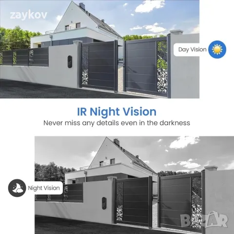 Интелигентен Wi-Fi звънец с безжична камера с детекция на движение, нощно виждане, снимка 6 - Друга електроника - 47696116