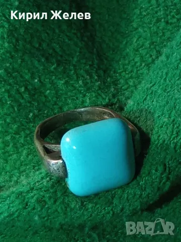 ВИНТИДЖ АРТ СРЕБЪРЕН ПРЪСТЕН ЛАКИРАНО СРЕБРО 925 с ГОЛЯМ ЮВЕЛИРНО ШЛИФОВАН ТЮРКОАЗ 48601, снимка 17 - Пръстени - 49366047