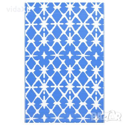 vidaXL Килим за открито, синьо и бяло, 120x180 см, PP)SKU:310445, снимка 1 - Килими - 45697589