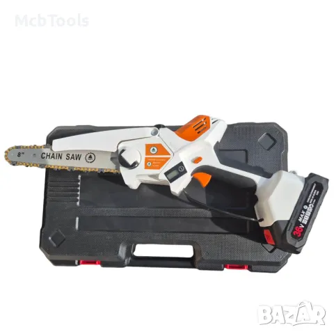 Акумулаторен трион Тайга 36V мини резачка с 2 вериги и омасляване, снимка 3 - Градинска техника - 49768771