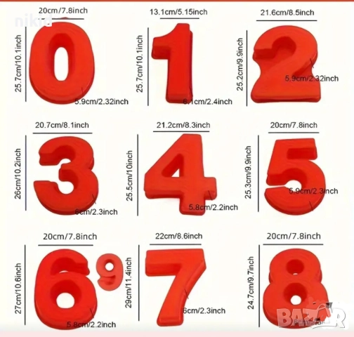 24 см гигант цифра число цифри числа за торта с години силиконов молд форма тава печене блат рожден, снимка 3 - Форми - 41907171
