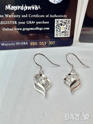 Сребърни обеци с мойсанит (диамант) 0.5 карата, снимка 3 - Обеци - 54182674