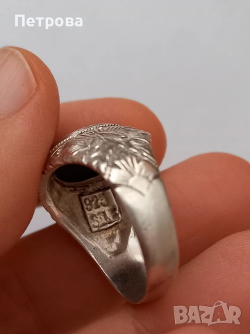 Три сребърни мъжки пръстена с черен камък, снимка 8 - Пръстени - 53887608