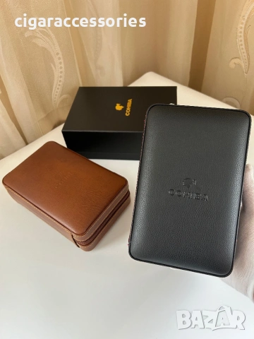 Cohiba преносим хумидор за 4 пури – кедър, кафяв/черен, снимка 3 - Табакери - 54190579