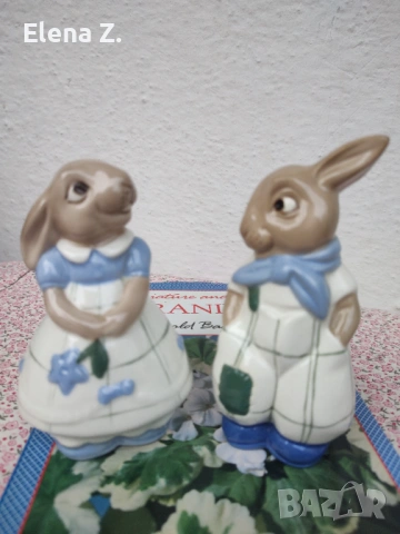 Royal Dux Czechoslovakia двойка винтидж фигурки на зайчета, снимка 6 - Колекции - 53705068
