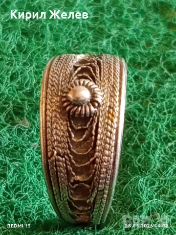 Сребърен пръстен филигранна изработка с гранулация възрожденски стил 41153