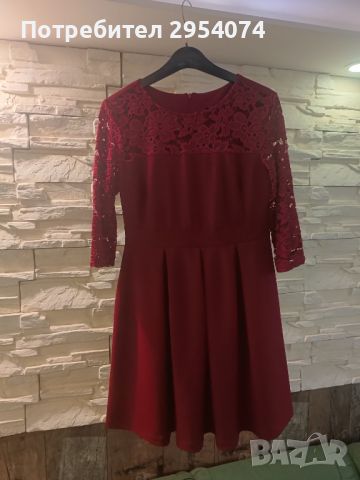 вишнева рокля мЛ-25лв, снимка 1 - Рокли - 45437277