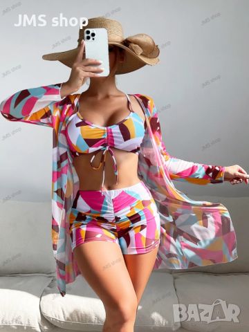 Дамски многоцветен бански костюм от 3 части, 11цвята , снимка 5 - Бански костюми - 45394934