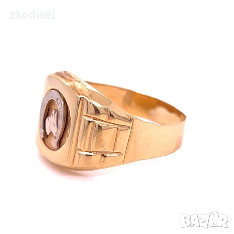 Златен мъжки пръстен 5,51гр. размер:69 14кр. проба:585 модел:38179-1, снимка 2 - Пръстени - 53981432