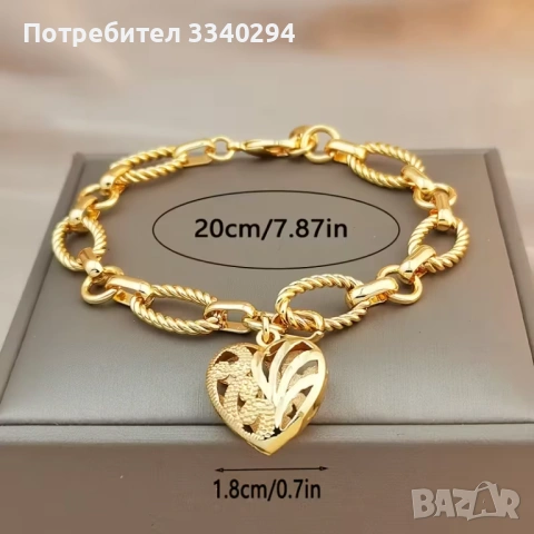 Дамска гривна от медицинска стомана със сърце, снимка 2 - Гривни - 53651646