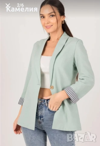 Дамско сако в цвят мента, снимка 6 - Сака - 50761096