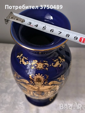 Порцеланова ваза с кобалтово -синя глазура и богата златна декорация., снимка 7 - Антикварни и старинни предмети - 53763656