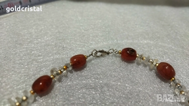 Стар накит гердан от естествен камък карнеол  , снимка 3 - Антикварни и старинни предмети - 52795000