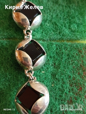 Модерна дамска сребърна гривна с черен ОНИКС уникално красива 52714, снимка 7 - Гривни - 54028129